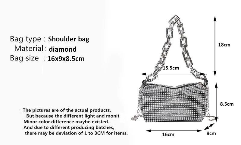 Luxury Women's Bag New High Quality Horseshoe Bucket Bag Exquisite PU Rivet Sequin Design Women's One Shoulder Handbag