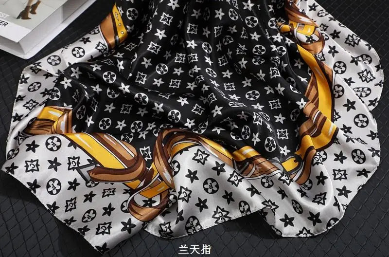 90*90CM Fashion Scarves for Women Shawl Print Silk Satin Hijab Scarf Female Bandana Luxury Brand square Shawls Scarfs For Ladies