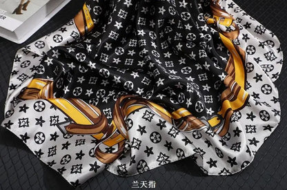 90*90CM Fashion Scarves for Women Shawl Print Silk Satin Hijab Scarf Female Bandana Luxury Brand square Shawls Scarfs For Ladies