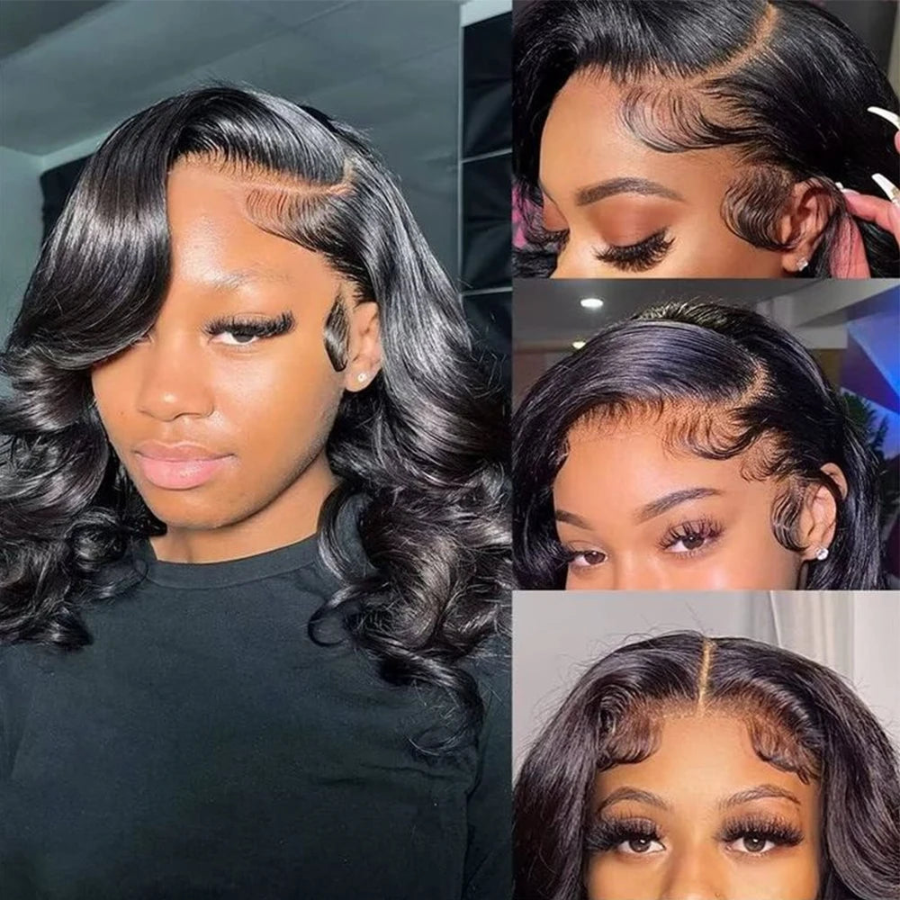 16A 100% Hair Body Wave Short Bob Wigs Human Hair 13x4 Transparent Lace Front Human Hair Wigs Brazilian Hair Bob Wigs For Women