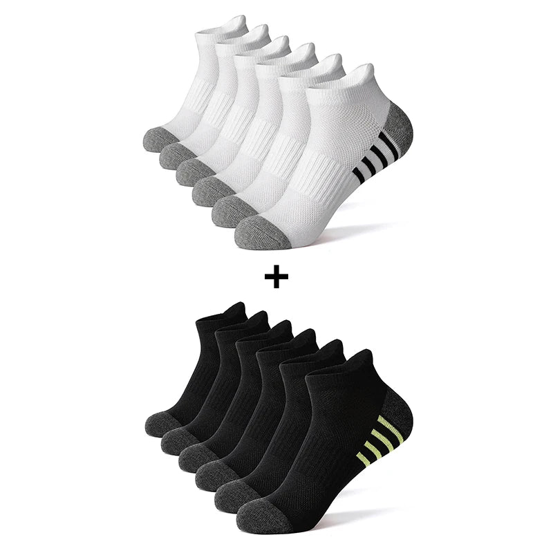 AOTOLK 6/12 Pairs Cotton Man and Women Socks Sports Solid Color Male's Short Sock Cycling Breathable Ankle Summer Running Socks