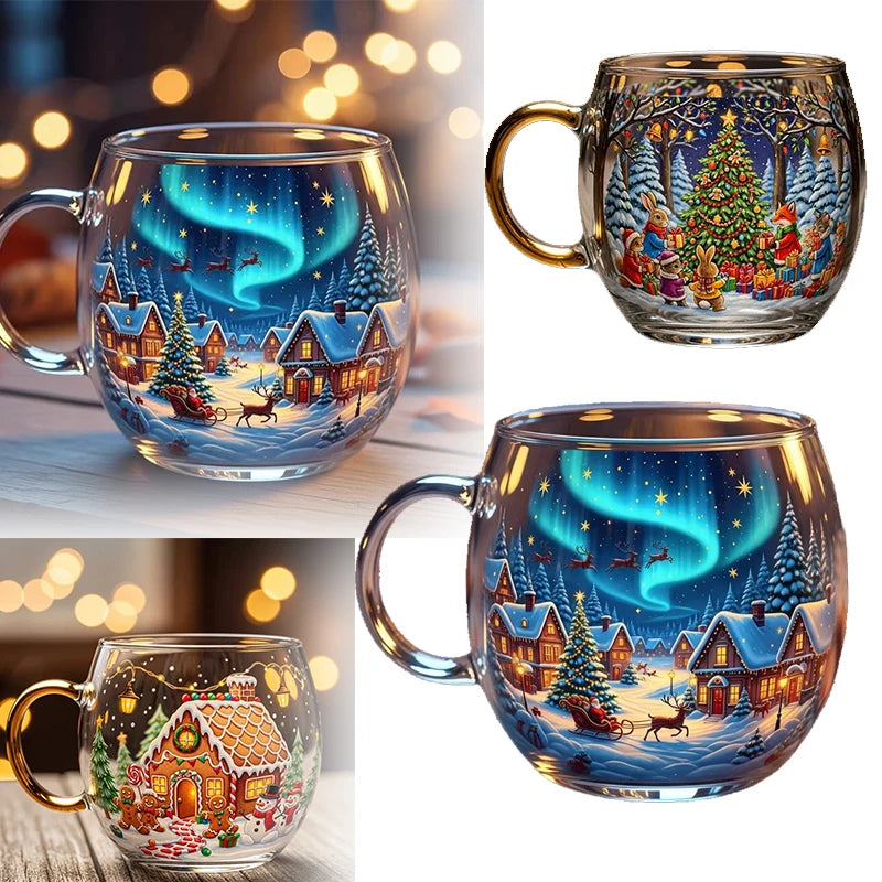 Christmas Mug Haunted Path Glass Coffee Mugs Beverage Containers Party Supplies for Home Farmhouse Apartment Hotel Counter