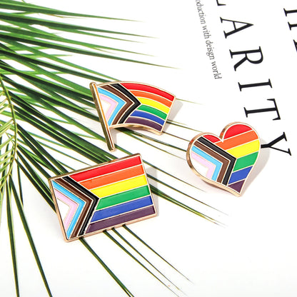 Pride Rainbow Flags LGBT Enamel Pins Brooch Inclusive Progress Heart Flag Badge Brooch Clothes Bag Decorations Accessories