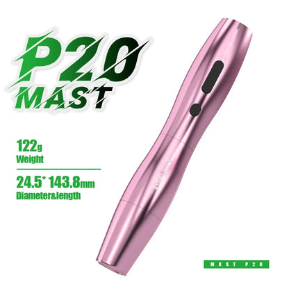 Mast P20 Wireless Tattoo Machine Full Kit 2.5mm Stroke Permanent Makeup Pen 1000mAh Battery 122g Lightweight Design for PMU Work