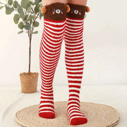 Snug Fleece Over Knee Socks Plush Cozy Winter Fall Sweet Long Female Hosiery Soft Fuzzy Leg Covers Floor Wear2024 New Bulk Deal