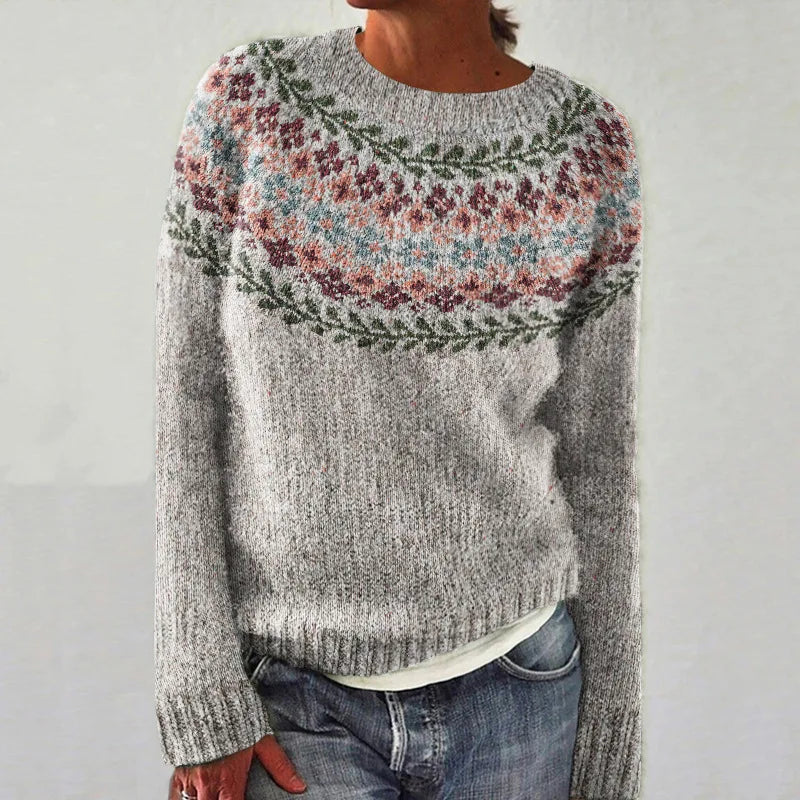 2025 Spring Knitted Women Sweater Print O-neck Long Sleeve Casual Loose Sweaters Female Winter Elegant Trendy Ladies Clothes