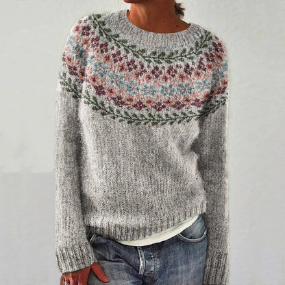 2025 Spring Knitted Women Sweater Print O-neck Long Sleeve Casual Loose Sweaters Female Winter Elegant Trendy Ladies Clothes