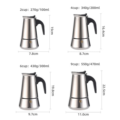 Octagonal Moka Pot Aluminum/Stainless Steel Stovetop Espressos Maker Multi-Purpose Coffee Pots for Outdoor Home Kitchen Office
