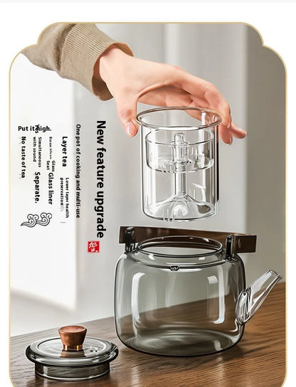 GIANXI Chinese Kung Fu Tea Set Glass Boiling Teapot Tea Water Separation High Temperature Tea Special Samovar Teapot Health Pot