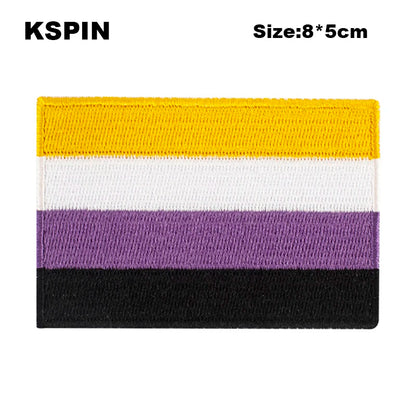 Nonbinary Bear Pride Asexual Gender Fluid Flag Transgender Pride Embroidery Patches Iron on Patch Saw on Patches