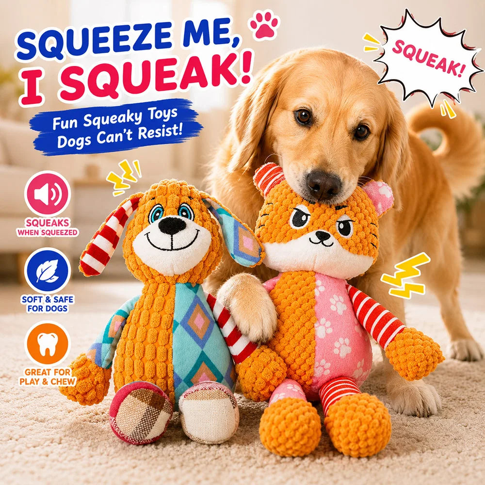 Pet Plush Toy with Squeaker Cat Dog Puzzle Toy Soft Durable Companion Teeth Cleaning Chew Toy Chew Resistant Design Pet Supplies