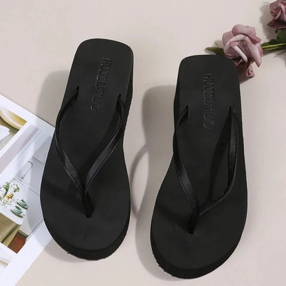 Summer Wedge Flip Flops for Women 2025 Fashion Clip Toe Platform Slippers Woman Lightweight Thick Bottom Non Slip Beach Sandals