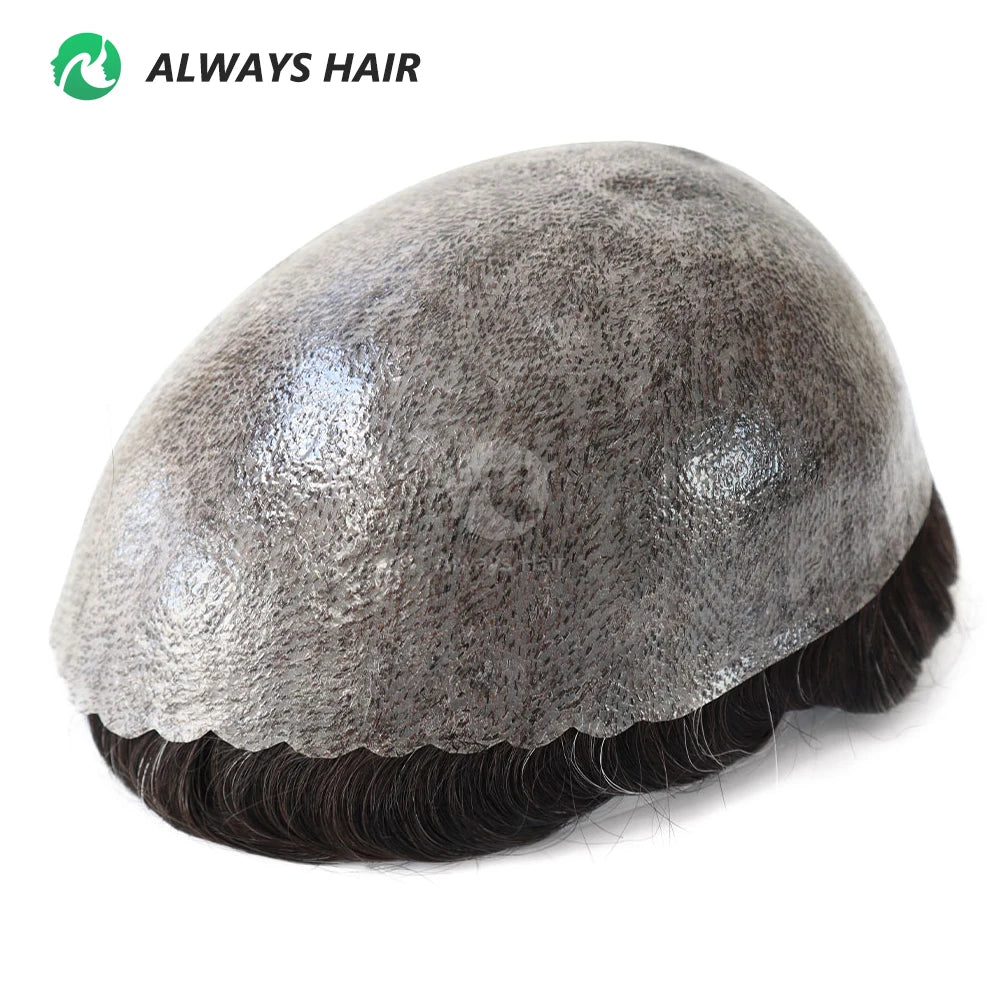 I SKIN Men's Capillary Prothesis 0.12-0.14mm Indian Human Hair 130% Hair Density Men Toupee 6x8 6x9 7x9 7x10 8x10 Size Wig Man