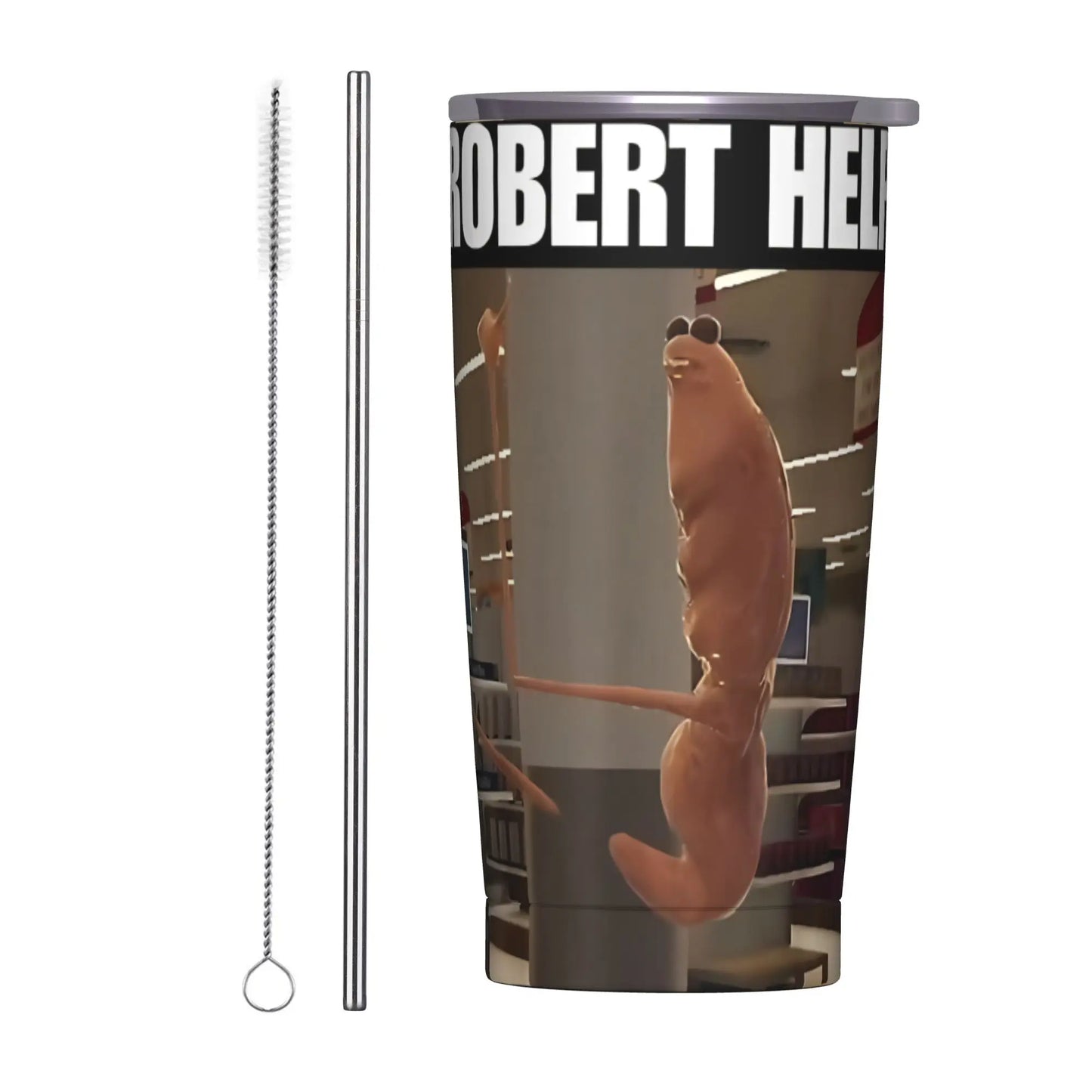 Marcus The Worm Christmas Meme  Tumbler With Straw  Stainless Steel Travel Mugs Double Wall Vacuum Insulated