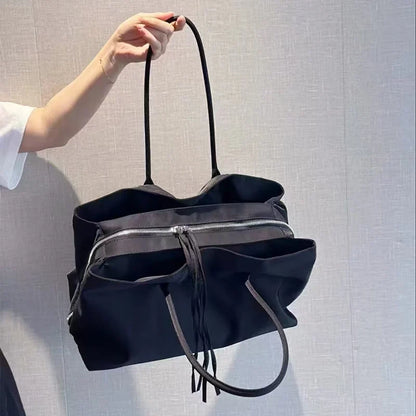 Nylon Women's Commuter Tote Bag Minimalist Large-capacity Tote Bag Ladies Multi-layer Waterproof Computer Shoulder Nylon Handbag