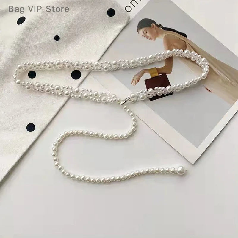 100cm Temperament Elegant Pearl Belt Waist Belt Female Girls Dress Crystal Strap Pearl Wedding Chain Belts Girl Accessories