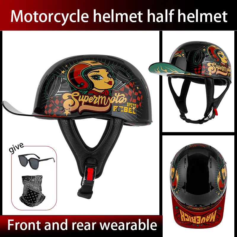 Summer breathable retro cruise motorcycle helmet for men and women electric motorcycle half helmet day American pedal scoop helm