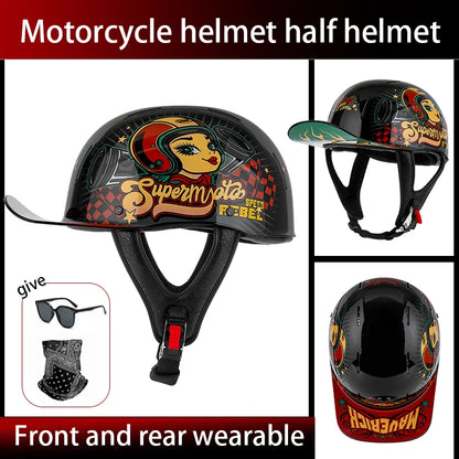 Summer breathable retro cruise motorcycle helmet for men and women electric motorcycle half helmet day American pedal scoop helm