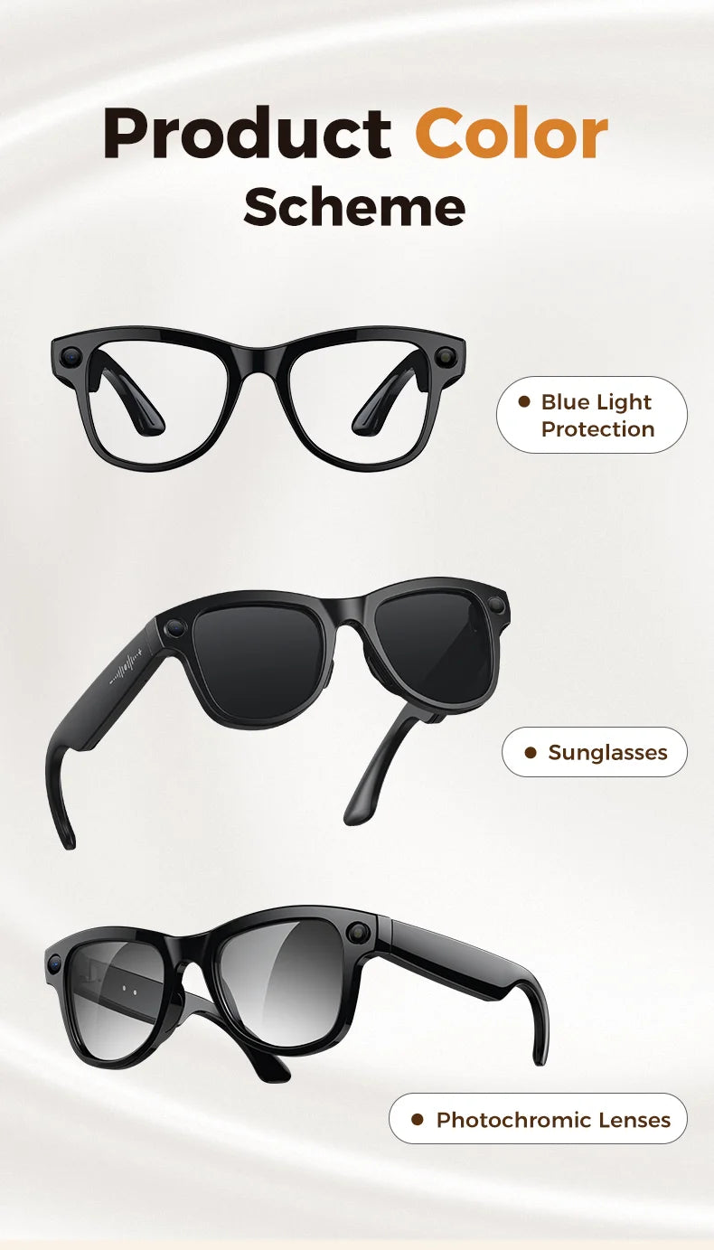 2026 New 4K HD AI Smart Glasses Men 800W Pixel Camera Bluetooth Call 4GB WIFI Transmission 3600mAh Battery Smart Glasses Women