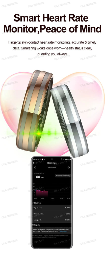 New 6.3mm Thin Smart Ring Health Monitor Smartring Outdoor Waterproof Ring Heart Rate Body Temperature Monitoring Sports rings