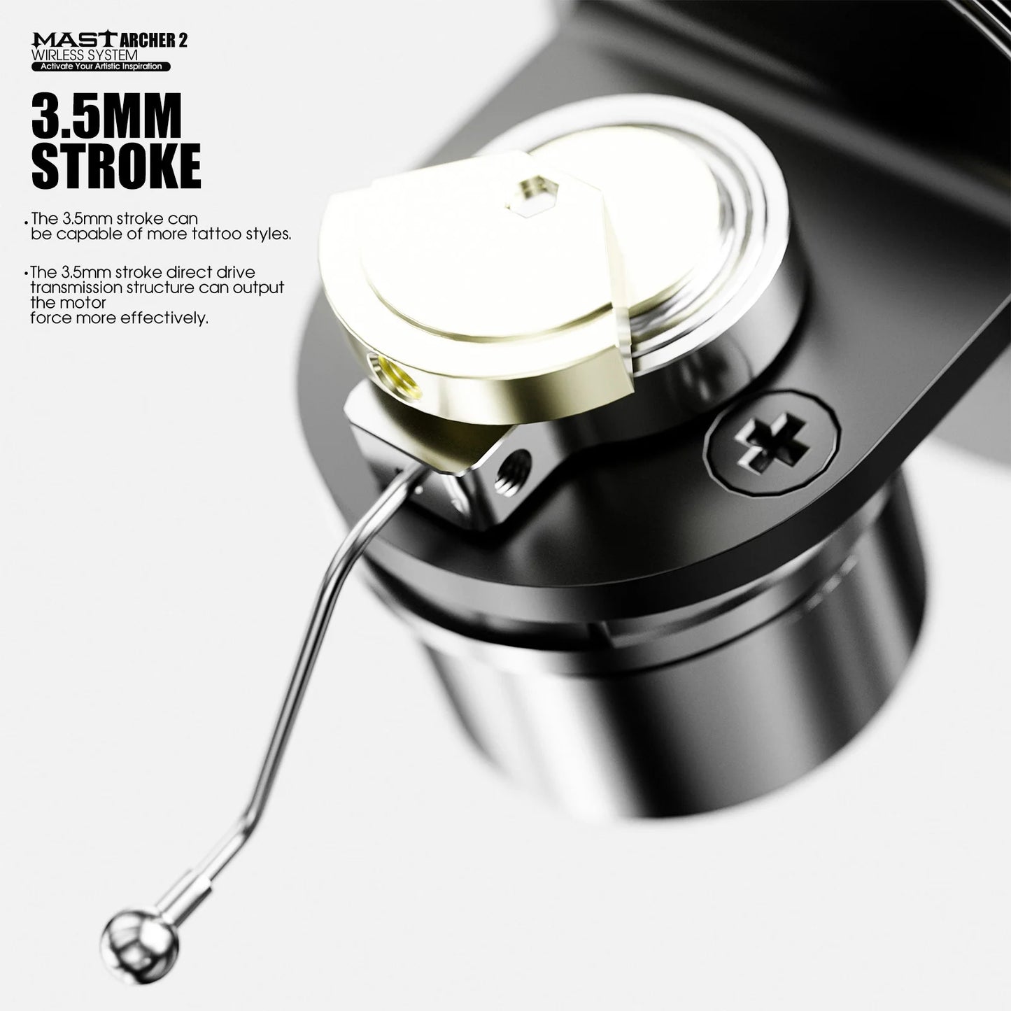 Mast Archer2 Wireless Tattoo Machine Kit 3.5mm Stroke 2100mAh Battery Brushless Motor with Mast Pro Needles Cartridges Supplies