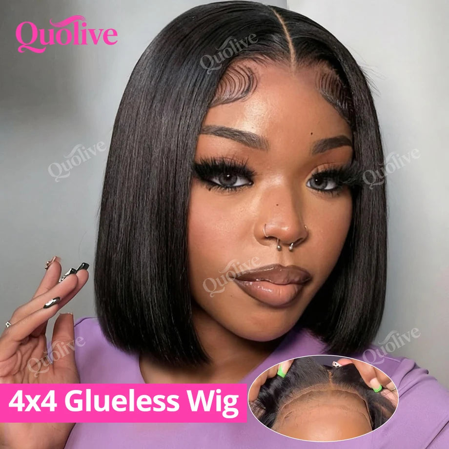 Short Bob Wig Human Hair Wear And Go Glueless Wigs 5x5 Closure Wig 13x6 Hd Lace Bone Straight Human Hair Wigs For Black Women