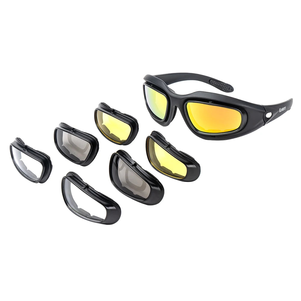 KEMiMOTO Motorcycle Glasses UV400 Polarized Sunglasses For Shooting Eye Protection Windproof Moto Goggles Antifog For Cycling