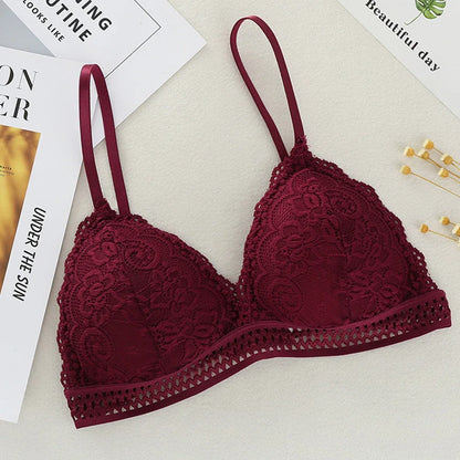 New Lace Sexy Lingerie Wireless Bra for Women Padded Push Up Bralette Female Brassiere Soft Backless Fashion Bras Underwear