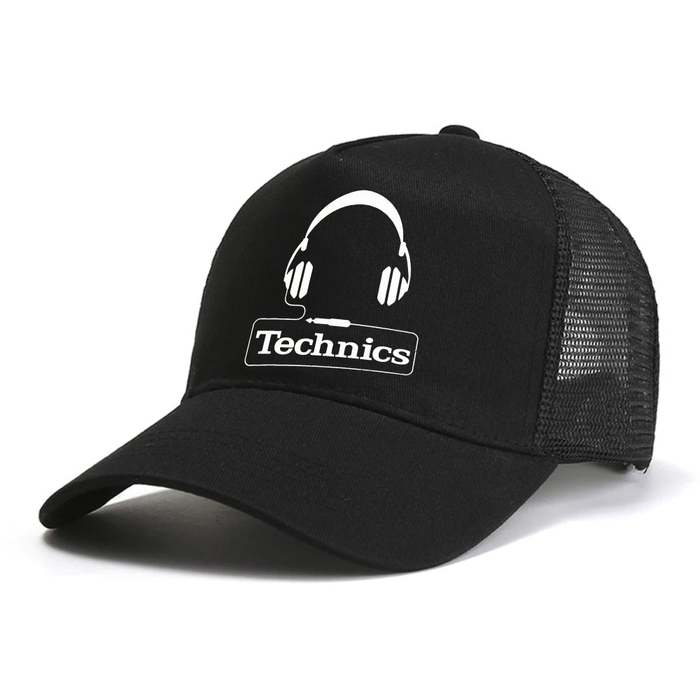 Technics Headphone Print baseball cap Vinyl Master DJ Technics hip hop caps fashion Breathable Unisex sun hat mesh Snapback Hats