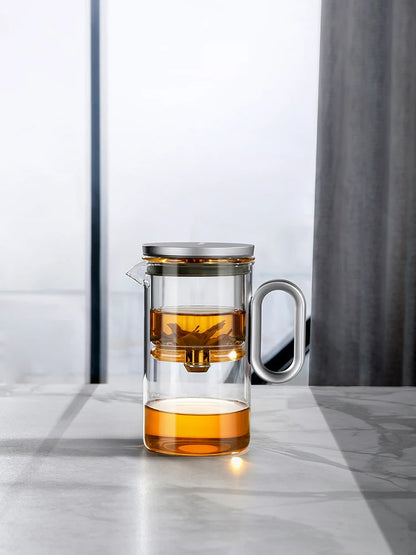 Samadoyo-Magnetic Switch Tea Pot, High-End Tea Set, Tea Water Separator, Household Tea Making Tool, Heat-Resistant Glass Tea Dis