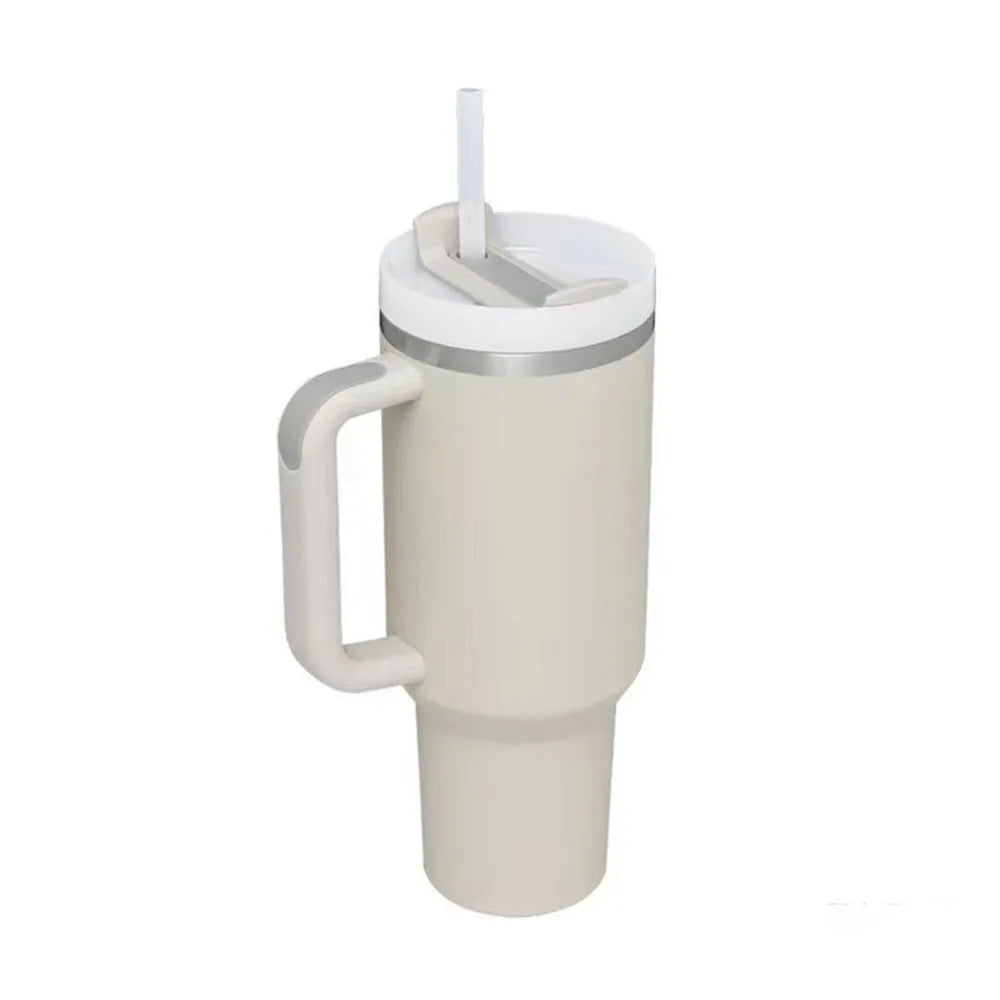 40oz Tumbler with Handle Straw and Silicone Boom Stainless Steel Vacuum Thermos Cup Large Capacity Travel Car Coffee Mug Logo