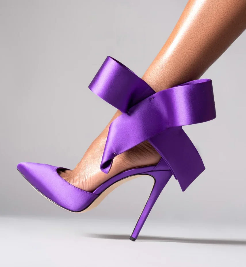 Spotted Breathable Mesh Pumps Big Bow Pointed Stiletto Buckle Strap High Heels Fashion Party Banquet Wedding Pumps For Women 47