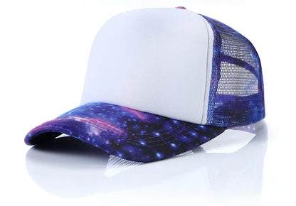 Newest Hot Sell Starry Sky Sports Caps Sublimation Blank Baseball Caps Summer Mesh Hats Adjustable Hat For Custom Printing Logo