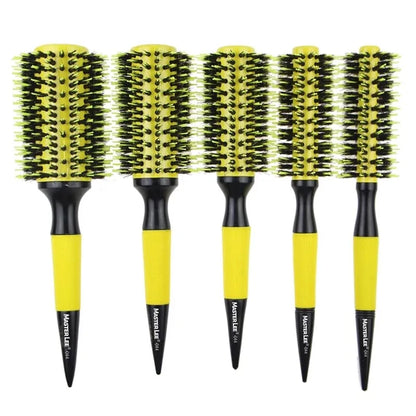 Barbershop Rolling Comb Round Hair Comb Nylon Bristle Aluminum Tube Ion Hair Brush Home Barbershop Styling Tools