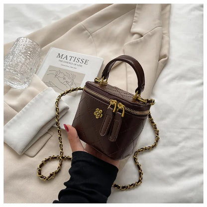 Small  Shoulder Bucket Bag For Women Classic Mini Clutches Female Small Square Bag Crossbody Metal Chain Handbag