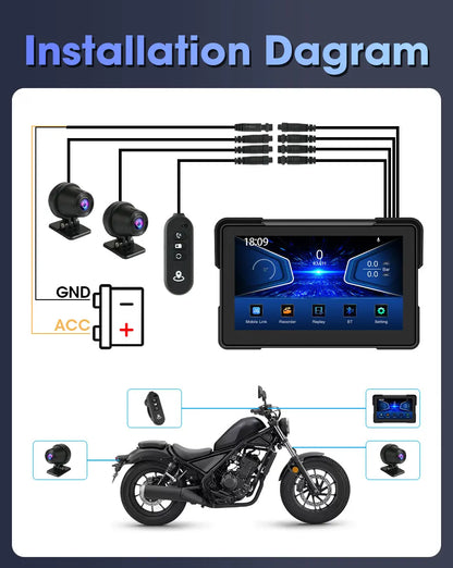 7 inch Motorcycle CarPlay Screen With TPMS GPS for Moto Navigation Display Screen Android Auto Digital Motorcycle Dashboard BT