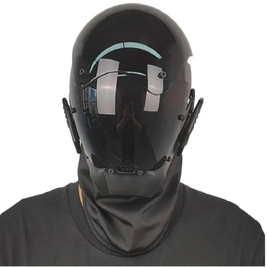 Black Mask Headgear Adult Full Face Mecha Helmets Free Mask Motorcycle Equipment One Size