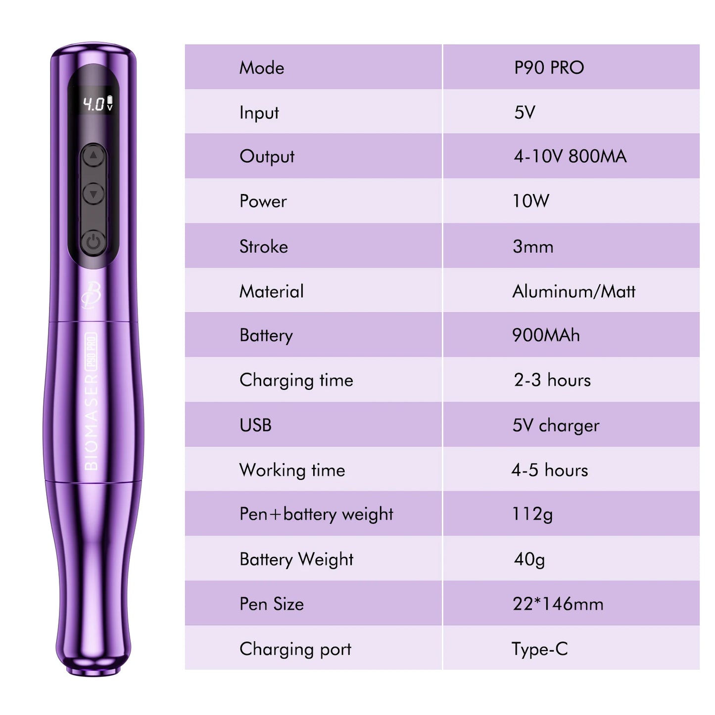 Wireless P90 Pro Tattoo Machine Rotary Tattoo Pen Original German Motor Power Battery 2400mAh Fast Charge Stroke 3.5mm