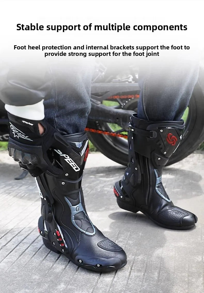 HOT  Men's Motorcycle Racing Waterproof Motorcycle Off-road Racing Rally Boots Four Seasons Anti-collision Protection Rider