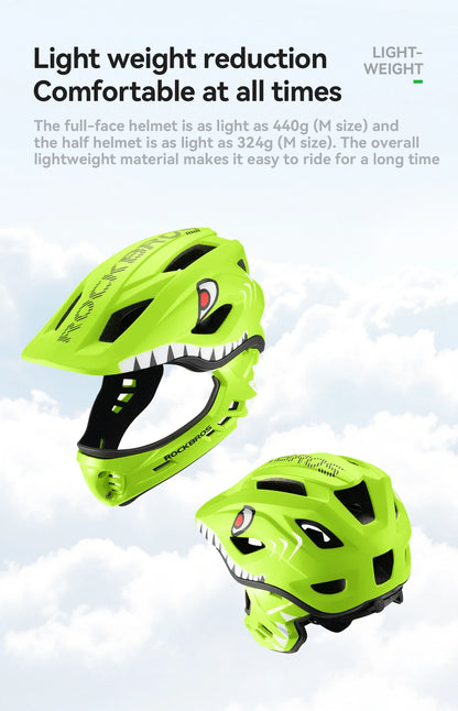 ROCKBROS Child Cycling Helmets Detachable Full Face Helmet Lightweight Adjustable Bicycle Scooter Helmet Safety Breathable