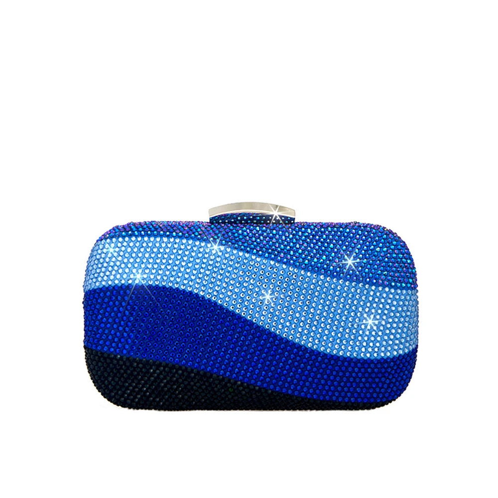 Colorful Rainbow Colors Diamond Evening Purse Wedding Party Crystal Clutch Wallet Bag Banquet Gala Dinner Female Handbag