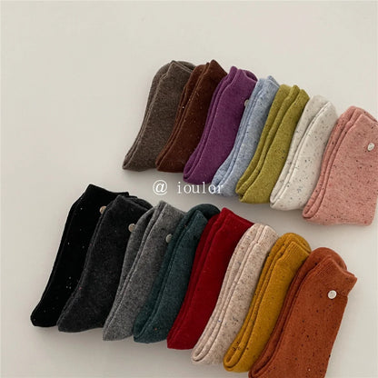 SP&CITY Colored Dotted Sheep Woolen Socks Women's Winter Warm Keeping Middle Tube Socks Casual Thick Korean Fashion Stockings