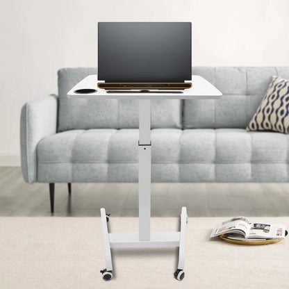 20.5*23.6*44.2in Standing Foot Pedal Lifting Table, Mobile Standing Table, Portable Podium with Wheels - White