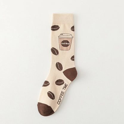 Good quality Best-selling Novelty Socks Women Spring Autumn Fashion Classic Cartoon Letter Coffee Creative Casual Stockings