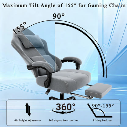 Ergonomic Gaming Chair Electronic with Massage Adjustable Lumbar Support And Foot Pedals Breathable Fabric Computer Chair