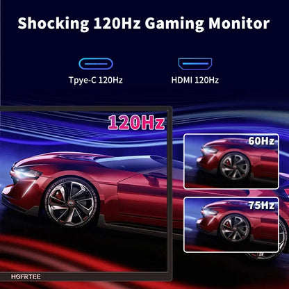 HGFRTEE 18.5inch Portable Monitor 120Hz RGB100% With VESA Hole & Back bracket Laptop Extended Display ADS-IPS HDR Screen