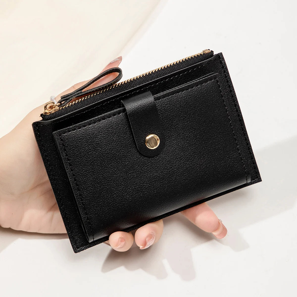 Minimalist and Fashionable Women's Short Card Bag Ultra-Thin Mini PU Leather Zero Wallet Women's Credit Card Holder Wallet