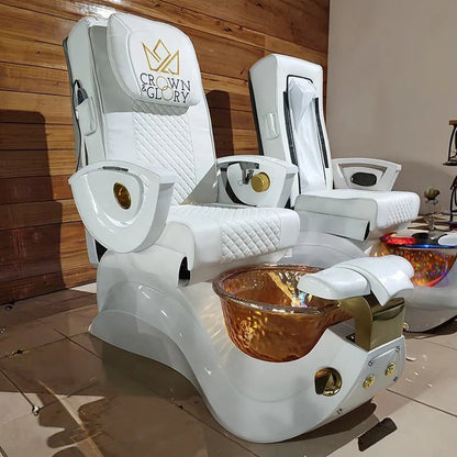 White Luxury Foot Massage Chair With 4 Sets of Simulation Massage Sofa 180 Degrees Spa Manicure Pedicure Chair