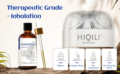 HIQILI 100ML Frankincense Essential Oils,100% Pure Nature for Aromatherapy, Diffuser, Humidifier, Massage, Relieve Stress
