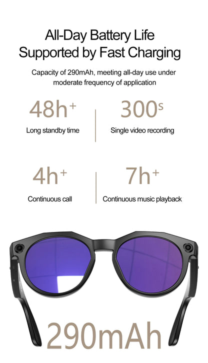 2026 New 4K HD AI Smart Glasses Chat GPT 800MP HD Camera Bluetooth Call 290mAh Battery 4GB Voice Assistant Control Smart Glasses